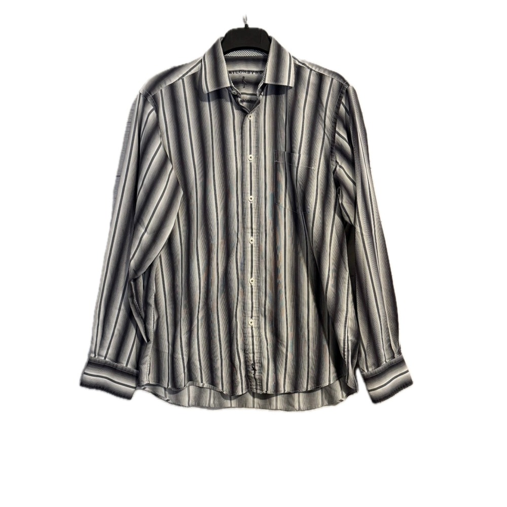 TailorByrd Classic Fit Stripe Button Up Shirt Black White Men's XL **‎